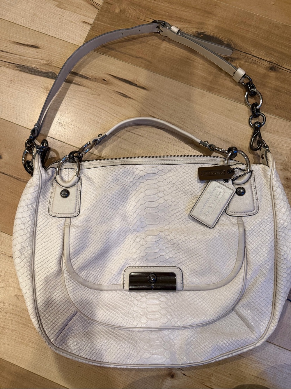 Coach White Python Embossed Kristin Tote